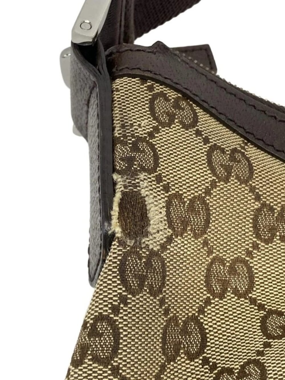 GUCCI GG 181092 Beige Dark Brown Jacquard Leather - Shoulder Bag - Picture 10 of 16